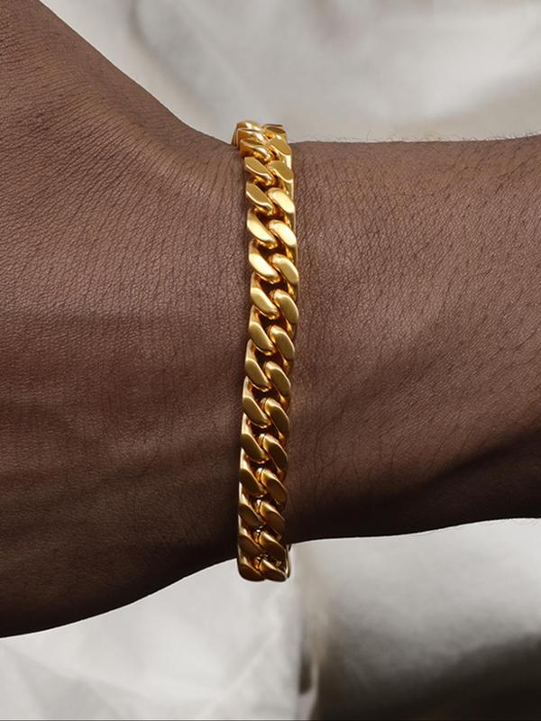 Men's Simple Plain Stainless Steel Curb Chain Lobster Closure Bracelet, Fashion Jewelry for Party, Daily Clothing Decor, Trendy All-match & Exquisite Jewelry for Birthday Gift 3