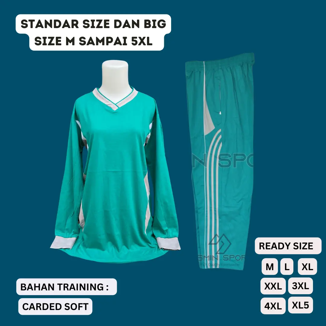 BIG SIZE 3L 4L 5L Baju Setelan Olah Raga Wanita Terbaru / Setelan Olah Raga Tunik Muslimah / Seragam Olahraga Wanita Panjang Terbaru