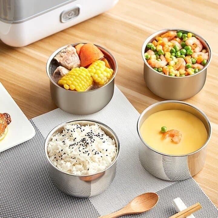 Hộp cơm hâm nóng 2 tầng 4 ngăn LUNCHBOX inox giữ nhiệt và tự nấu chín thức ăn, Cà Men Đựng Cơm Đi Làm 5