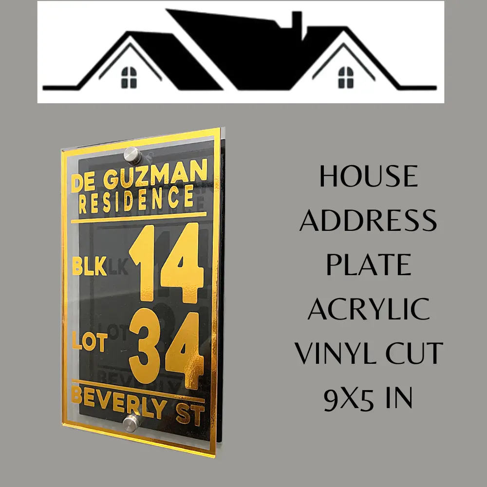 House Address Acrylic Plate Vinyl Cut FREE Standoff BOLTS and TOX and SCREW 5x9in or 9X5in
