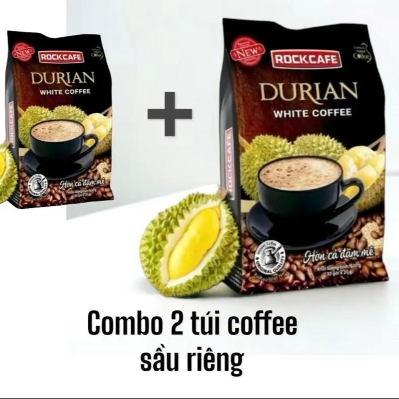 Combo 2 túi 60 gói cà phê Sầu Riêng RockCafe white coffee hơn cả đam mê cafe hòa tan vị sầu riêng cà phê 3 trong 1 Socola