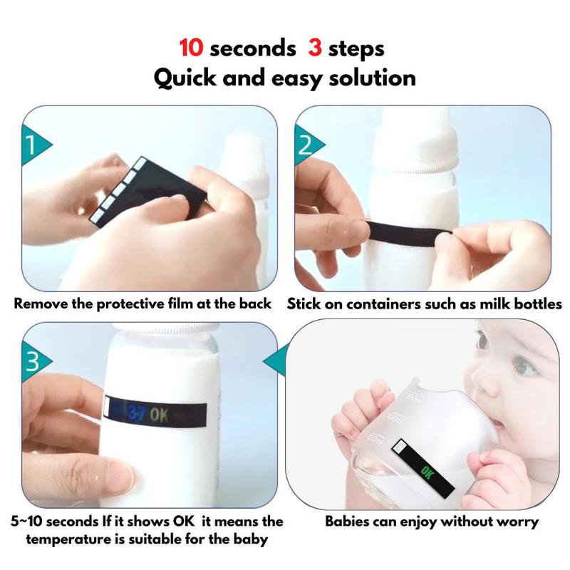 5pcs Baby Bottle Temperature Sensor Sticker, Thermometer Strip for Bottle Temperature Sticker Decal 4
