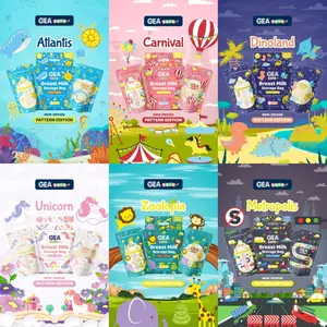 Kantong ASI Gea Baby 120ml - BPA Free Premium Pattern Edition & Safari Mammals Bayi Penyimpanan Aman Praktis Tahan Panas Original 100%