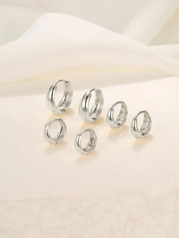 Women's Elegant Trendy Geometric Design Hoop Earrings, Simple Style Plain Color Hoop Earrings for Party, Exquisite Jewelry for Birthday Gifts 7
