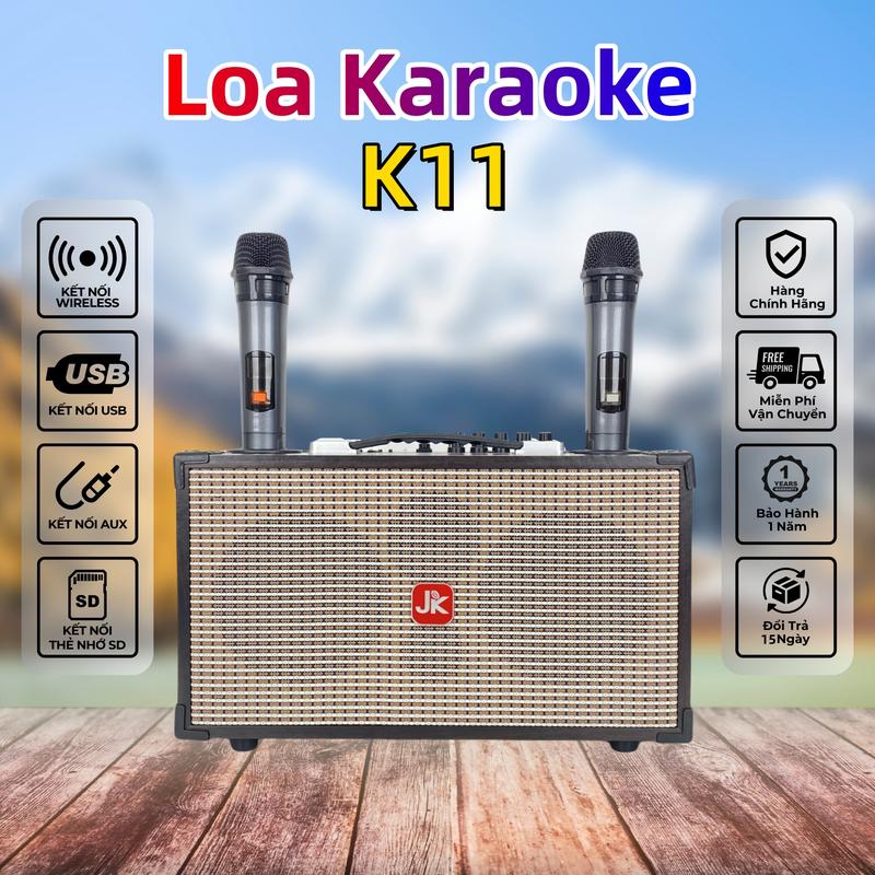  Xưởng bán trực tiếp K11 120W Loa Karaoke Di Động Nghe Nhạc Xách Tay Bluetooth Mini Bass 12cm x 2 - 3 Đường Tiếng 2 Micro không dây Củ Loa Kem Loa ngoài trời Loa gia đình 