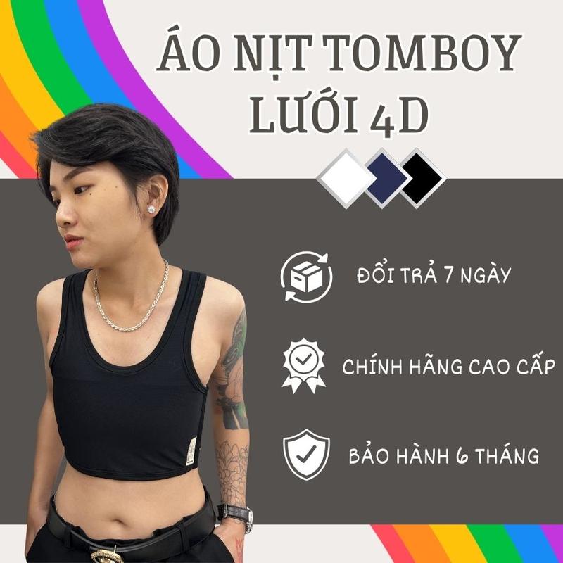 Áo Nịt Ngực Tomboy Lưới Mỏng 4D Thoáng Khí Thể Thao Ba Lỗ Thun Trơn Gen Thun Có Viền Móc Cài Hông Bigsize Nguyễn Nguyên