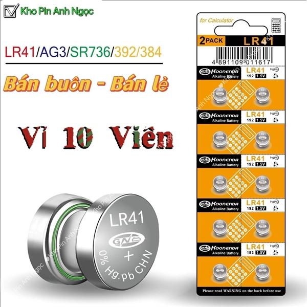 Pin AG3 / LR41 / SR41SW / 192 / L736 / 392 / 384 / SR736SW - Vỉ 10 viên