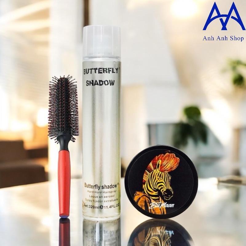  Bộ Đôi siêu Hot Gôm xịt tóc Butterfly Shadow 320ml chính hãng Và sáp vuốt tóc Blumaan ngựa vằng kèm lược tạo phồng chuyên nghiệp 