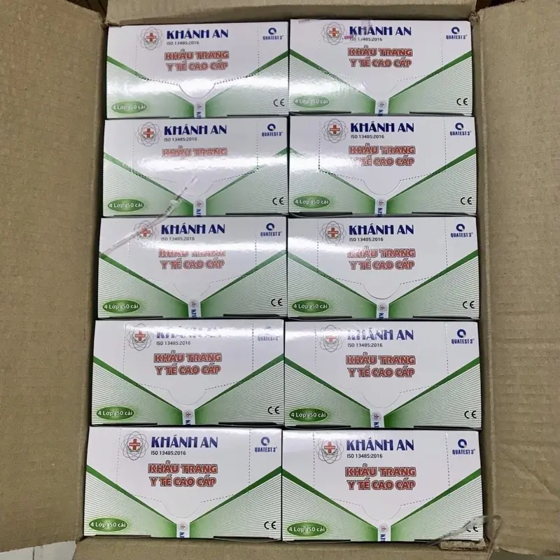 Hộp 50 cái khẩu trang y tế khang khuẩn Khánh An dày 4 lớp 5
