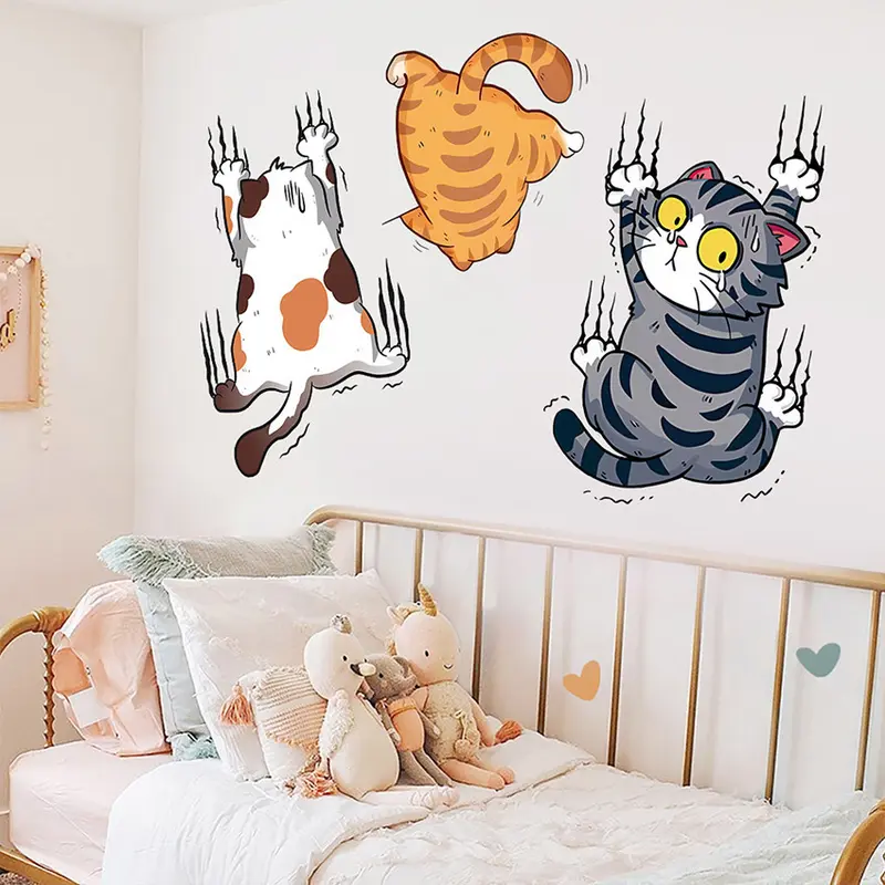3Pcs Stiker Kucing Jatuh Stiker Mobil Lucu Keren / Sticker Cute Cat Cutting Sticker Mobil Kucing Jatuh Stiker Bumper Mobil Keren Lucu 6