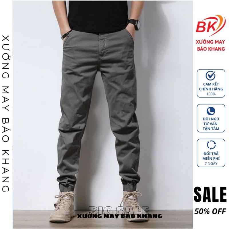 Quần Jogger Kaki Cạp Chun Bo Gấu Trẻ Trung, Jogger Kaki Nam Cao Cấp Vải Cotton Mềm Hàng Xuất Khẩu MQ01