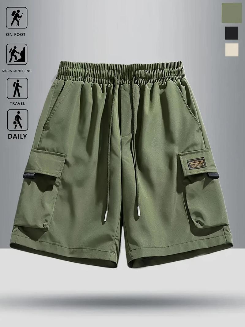 Product Introduction of Men's Solid Flap Pocket Cargo Shorts, Regular Fit Casual Fashion Comfy Shorts for Summer, Men's Bottoms for Daily Wear 4
