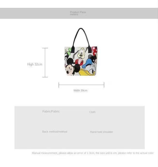 Product Introduction of New Mickey canvas bag schoolgirl large capacity cute cartoon goofy dog tote bag shoulder tote bag 7