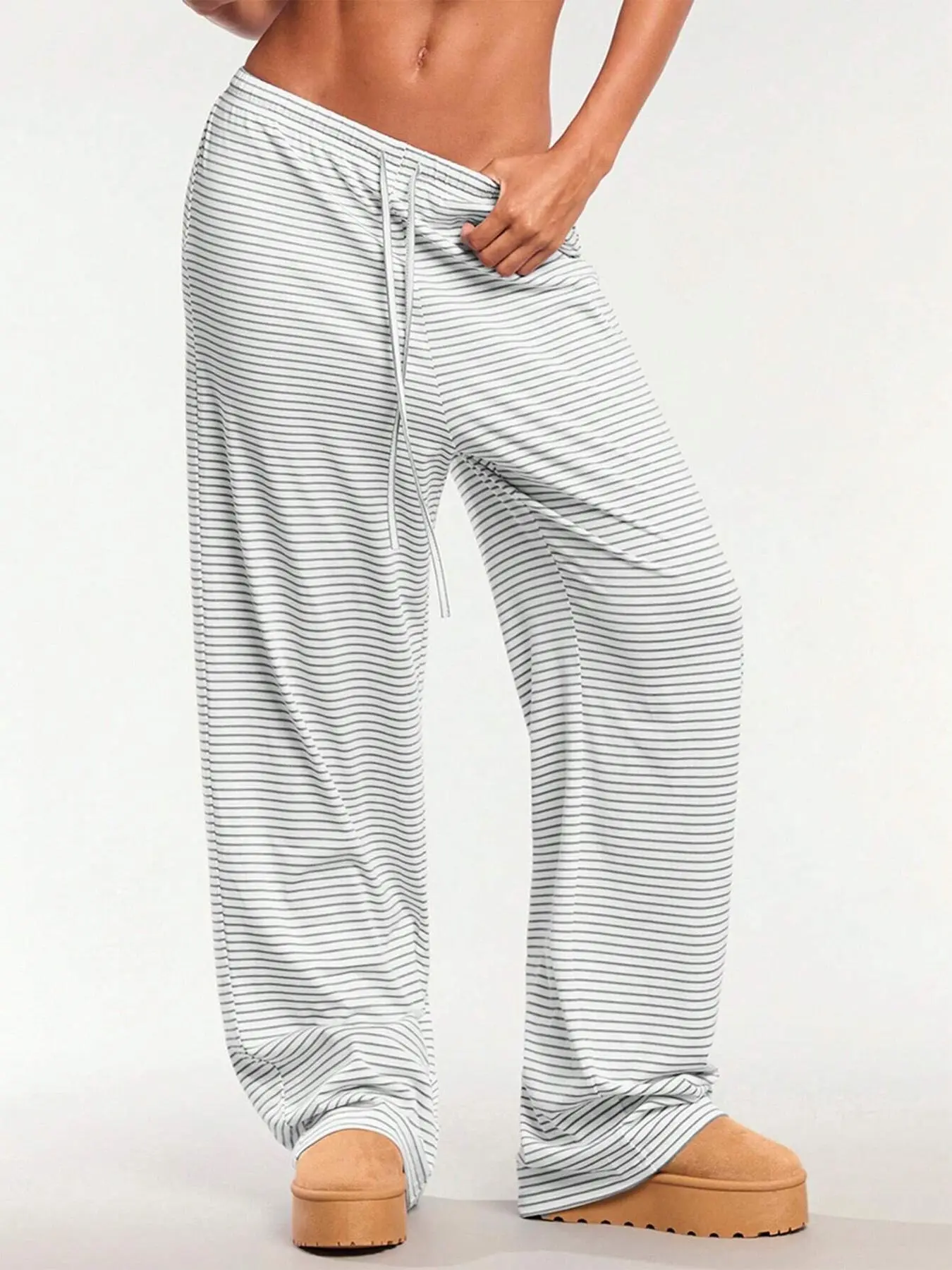 Women's Striped Print Drawstring Waist Pants, Casual Comfy Trousers for Daily Wear, Ladies Bottoms for All Seasons
