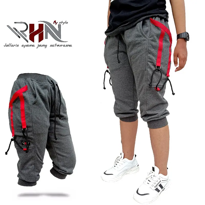 Celana pendek 3/4 kain Fleece nyaman sport Uniseks Pria Wanita 0