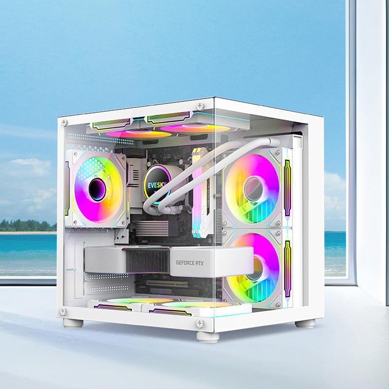 Product Introduction of 270 Degree Glass PC Case Transparent Desktop Computer Tower For M-ATX/ITX Motherboard SSD 7 Air Cooling Fans 320mm Graphic Card 9