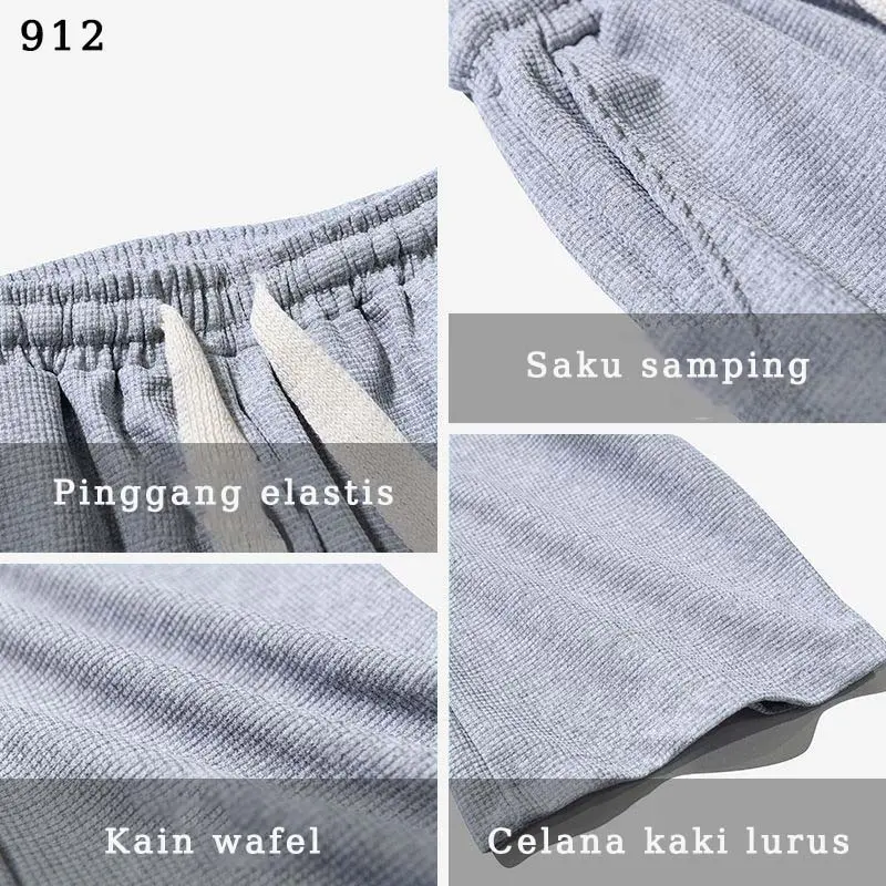 celana olahraga pria unisex celana panjang pria celana highwaist pria Loose pants celana vintage pria celana oversize pria Baggy pants keren celana premium wafel bahan celana boyfriend celana kulot import celana korean style celana hitam COD 5