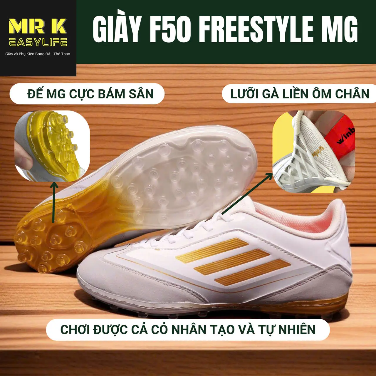 [Lùi 0,5 size] Giày Đá Bóng Nam F50 MG, đế MG bám sân, khâu full đế, êm, tặng kèm tất + dây phối màu, Sport, Đá Banh cỏ nhân tạo, tự nhiên, thể thao, tập thể dục
