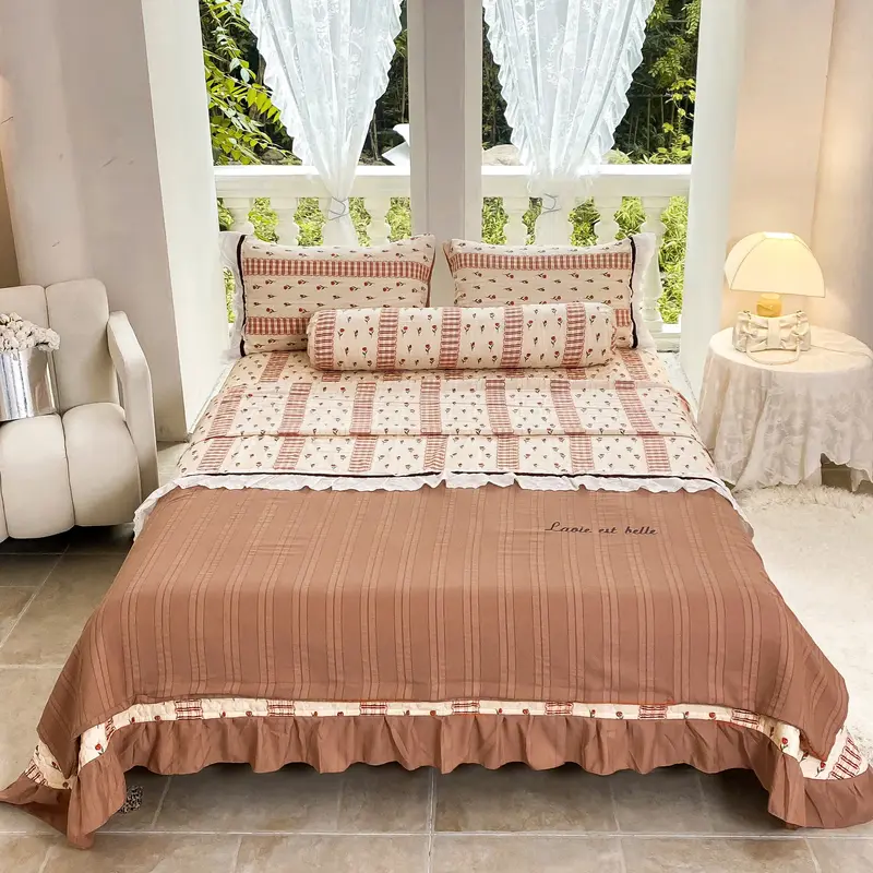 Bộ Chăn Ga Gối COTTON ĐŨI SỢI TRE MarkJacob - Set 5 món ( ga trần phủ - vỏ chăn trần có khoá - 2 vỏ gối - 1 vỏ ôm khoá sườn) 6