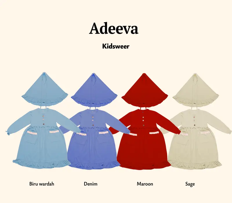 Gamis Bayi Perempuan Newborn Almeera   0-4 bulan 6-12 bulan 12-18 bulan Baju Muslim Anak free hijab Dress Cewek Lebaran Syari 5