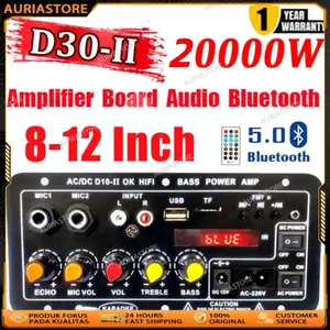 D30-Ⅱ 2000W Amplifier board Tampilan digital Power amplifier board Untuk 8-12 Inci Speaker AC 220V-DC 12V Bluetooth 5.0 Karaoke Audio Bluetooth USB FM Radio Player/Hi-Fi Stereo Papan Subwoofer Dual Mendukung USB TF RemoteControlHIFI Penguat Daya Ampli