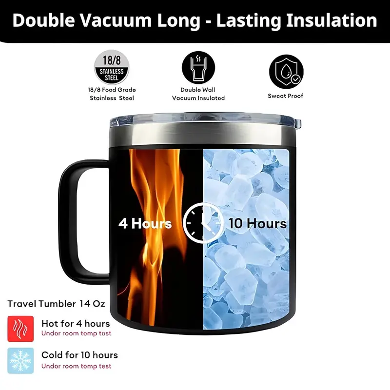 Teacher Vibes Letter Pattern Vacuum Flask, 14oz Stainless Steel Insulated Coffee Mug, Leak Proof Water Bottle for Home Office School, Drinkware 5
