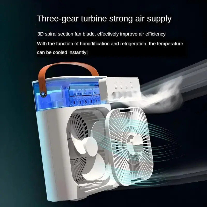 3 in 1 Fan Air Conditioner, Portable Air Cooler Fan with Led Night Light, Desktop Fan Air Conditioner, Household Appliances for Home Office, Fan Air Cooler 5