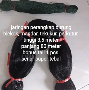 jaring burung hitam tinggi 3,5 m panjang 90 meter lubang 3 inci bonus tali untuk burung blekek ,kuntul ,mandar ,kelelawar dll