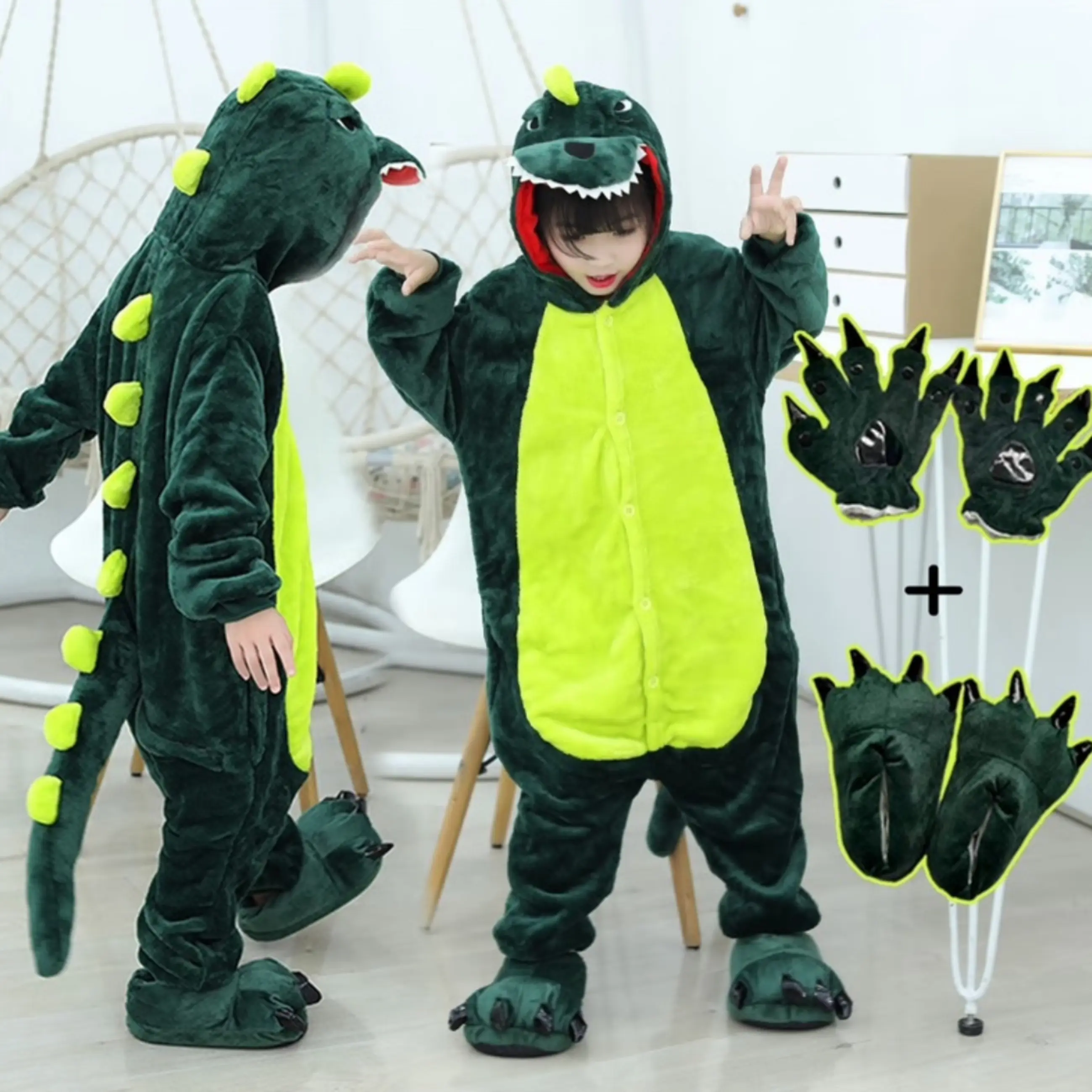 เด็กชุดไดโนเสาร์, ฮาโลวีนไดโนเสาร์คอสเพลย์เครื่องแต่งกาย, ชุด Godzilla, ชุดนอนนุ่มสบาย Cartoon Character Classic Halloween