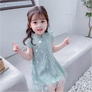 Dress Baju Cheong Sam Anak Perempuan Satin Elegan Simple Cantik Murah Import [CH02] 0