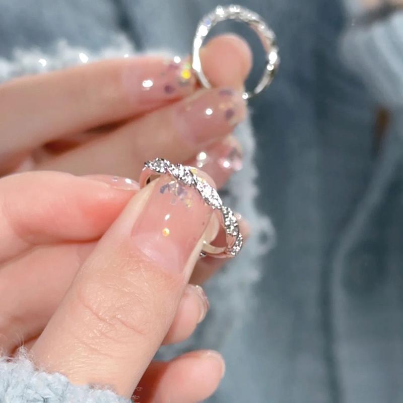 Nhẫn Kim Cương Bạc 925, Nữ, Độc Đáo Ins, Cao Cấp, Ưa Nhìn, Đơn Giản Và Thanh Lịch, Có Thể Điều Chỉnh, [Lmy], Thích Hợp Làm Nhẫn Vụ Xơ 5