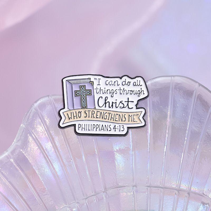 Product Introduction of New Light Color English Letter Enamel Badge Fun Book Cross Shape Alloy Accessory Brooch 7