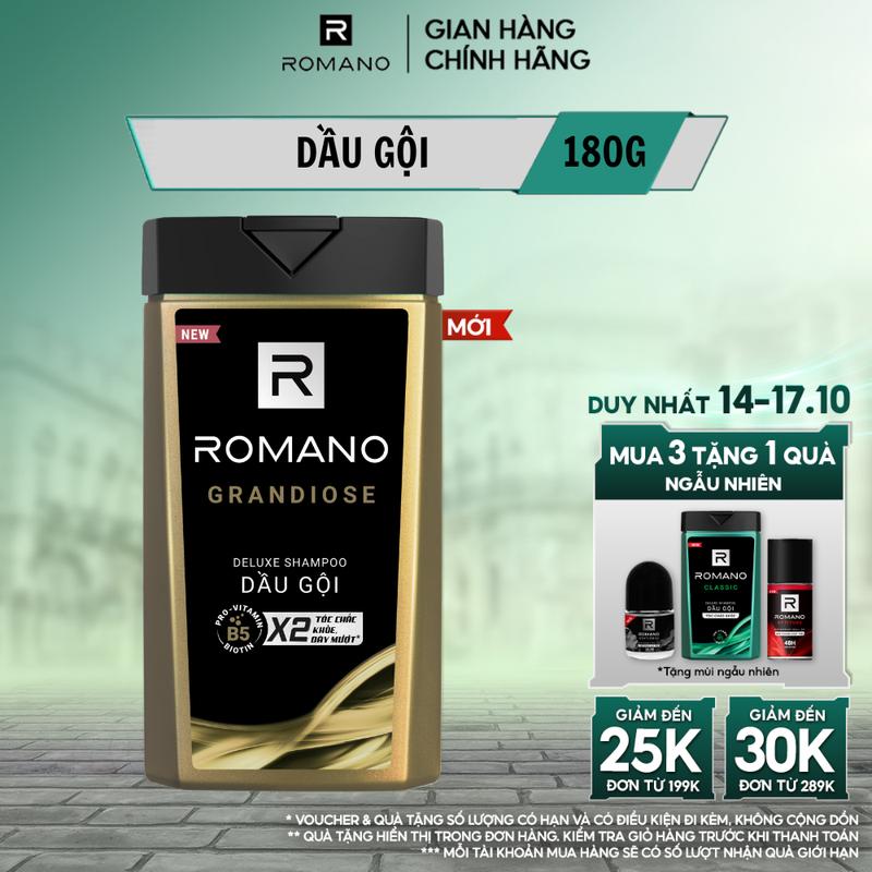 [MỚI] Dầu gội Dưỡng Tóc cho nam Romano hương nước hoa Grandiose 180g