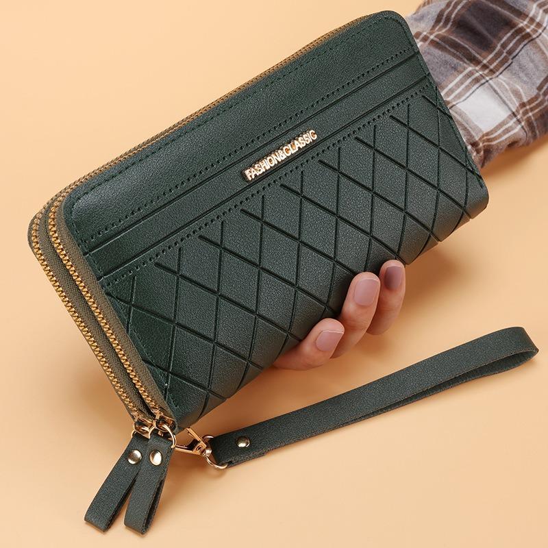 939 Ví dài hai khóa kéo cho nữ ví đơn giản ví tiền xu chỗ để thẻ thời trang retro dung tích lớn túi đựng điện thoại. Nhung Wallet Hình Chữ Nhật