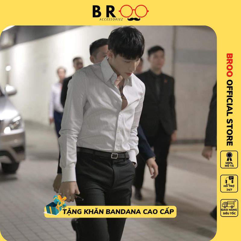 Thắt lưng nam nữ dây nịt lưng BROO màu đen có lỗ bấm unisex chất liệu da pu bản nhỏ 2.3cm tặng khăn Bandana