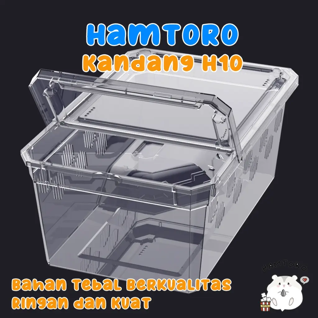 Hamtoro Kandang H10 Premium FREE TEMPAT MAKAN Kandang Rumah Gecko