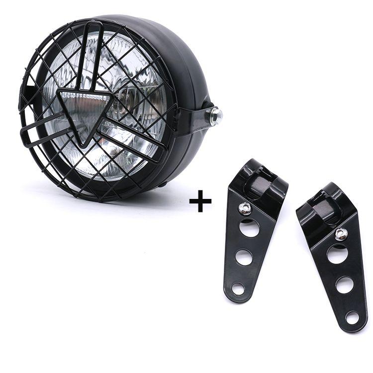 Đèn Pha Cổ Điển Sửa Đổi Cho Xe Máy CG125, Đèn Trước Cổ Điển GN125, Vỏ Sắt, Đèn Chùm Cao Thấp Màu Đen, Đèn Tròn 5