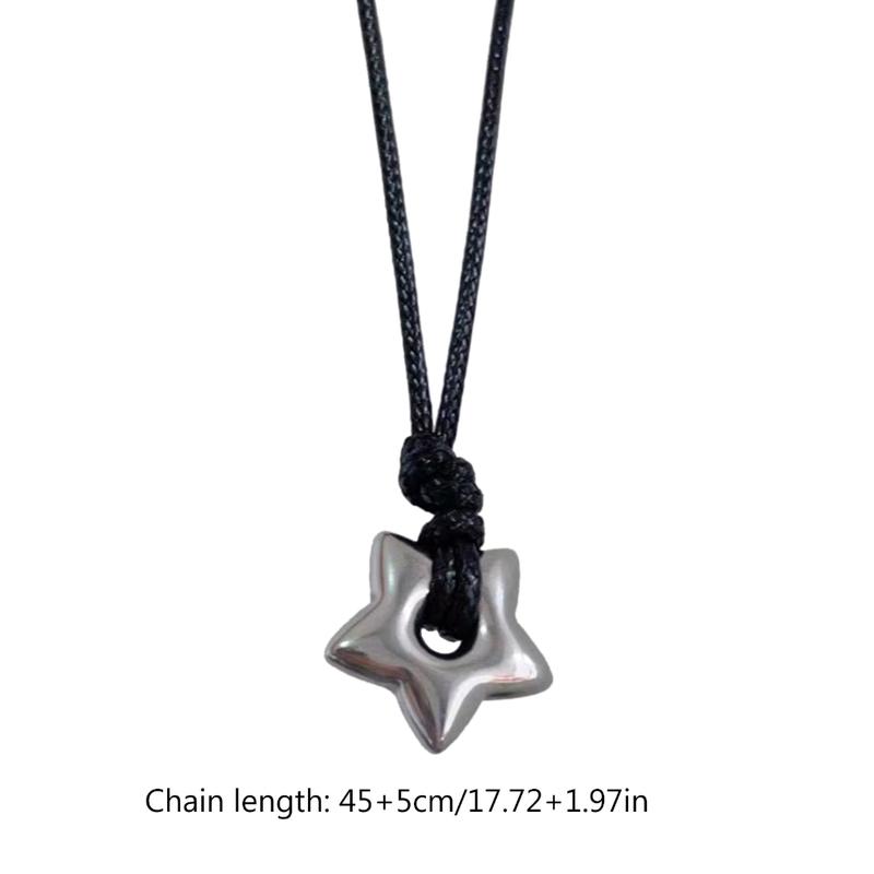 Vòng Cổ Mặt Dây Chuyền Ngôi Sao, Phong Cách Hip Hop, Dành Cho Nam Và Nữ, Ngọt Ngào Và Ngầu, Vòng Cổ Dây Sáp, Trang Sức Thời Trang Hàn Quốc, Dây Chuyền Xương Đòn, Thiết Kế Y2k 3