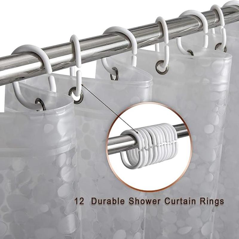 Waterproof Shower Curtain, 1 Count Translucent Cobblestone Pattern Shower Curtain with 12pcs Hooks, Decorative Shower Curtain for Bathroom  Home Dormitory Hotel Salon 5