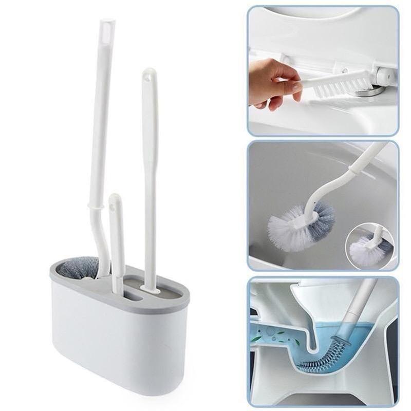 Dụng Cụ Chà Rửa Toilet 3 trong 1 - Bộ 3 Cọ bồn cầu silicon, chà toilet nhà vệ sinh 4
