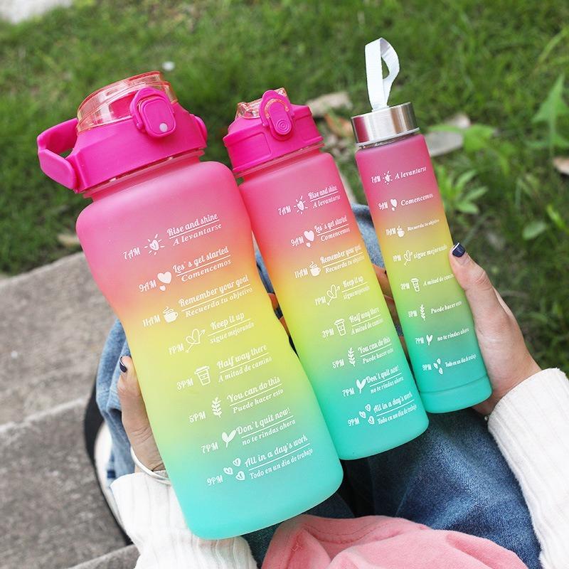 Product Introduction of 900-2000ml 3pcs Set with Time Graduated Space Cup Gradient Water Cup High Capacity Plastic Cups Portable Outdoor Travel Gym Bottles 22