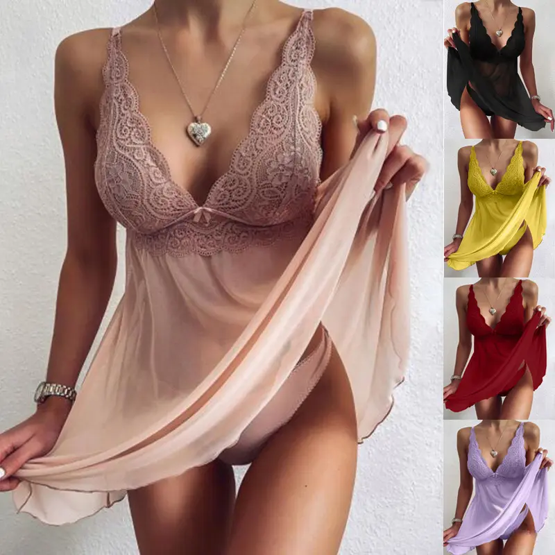 Đồ Lót Cho Nữ, Nhẹ, Váy Ngủ, Ren Gợi Cảm, Cổ Chữ V, Thoải Mái, Ngoại Cỡ, Đồ Ngủ, Quần Áo