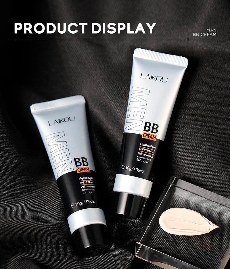 Product Introduction of BB Cream for Men Face Makeup Concealer Foundation Sunscreen Repair Liquid Foundation for Oil Control Brighten Skin Tone 30g Lightweight Waterproof Compact Set Smooth Comfort 17