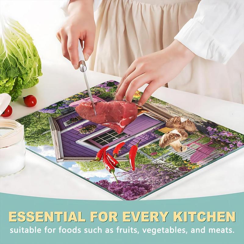 Kitchen Garden Pattern Cutting Board, Durable Non-slip Chopping Board with Handle, Heat Resistant Kitchen Decor, Kitchen Accessories 7
