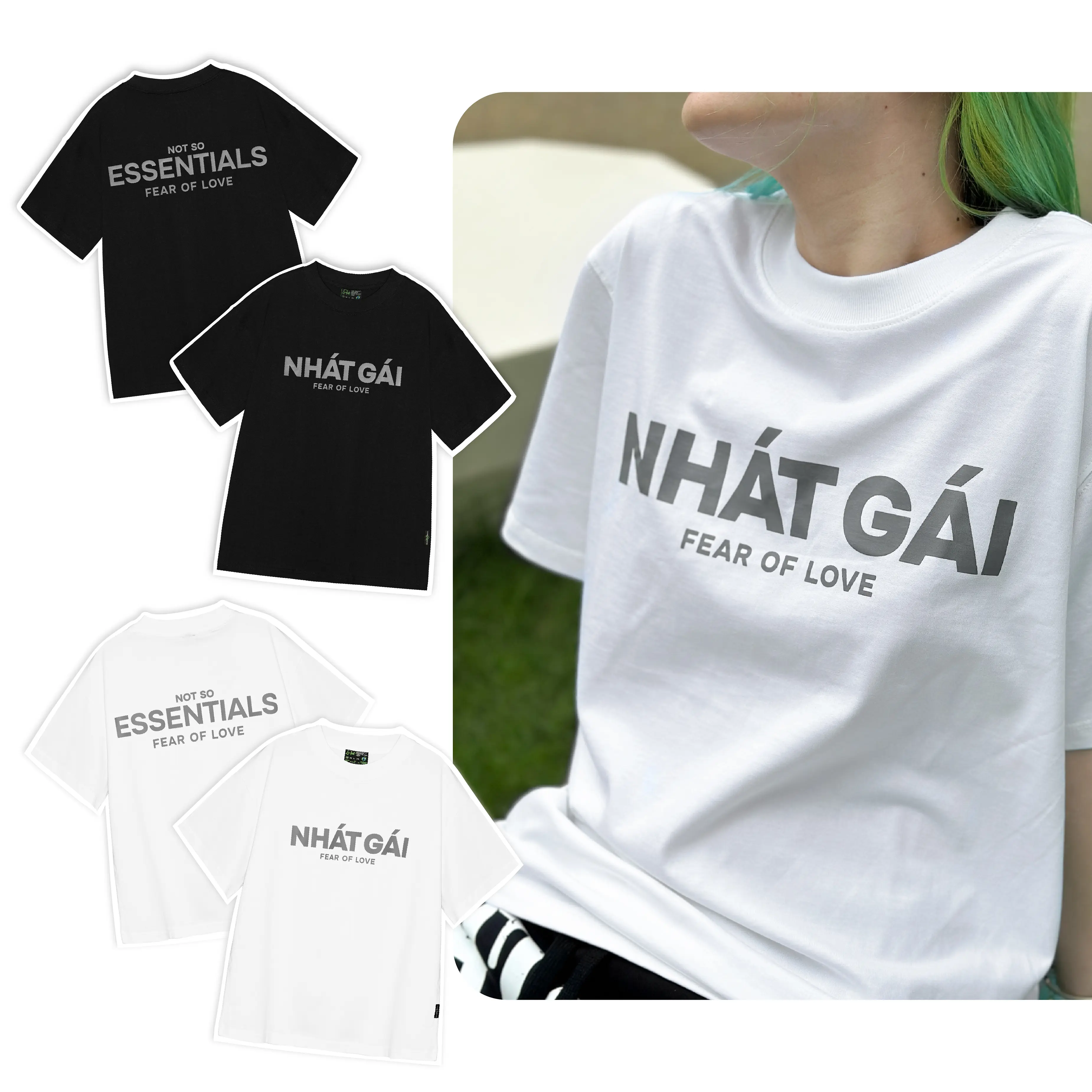 Áo thun NHÁT GÁI Chất liệu Cotton 2 Chiều 235gsm Form Oversized In Lụa Unisex Nam Nữ Màu Đen Trắng