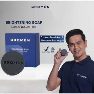 Sabun Pemutih Muka Pria BROMEN Brightening Soap - Perawatan Pencerah Wajah Cowok Mencerahkan Kulit Kusam  Memudarkan Hitam Memutihkan Bersihkan face wash