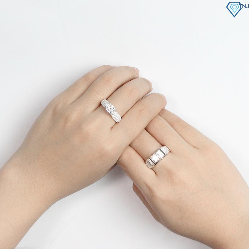 Nhẫn bạc cặp đôi nam nữ đính đá cao cấp khắc tên theo yêu cầu ND0269 2