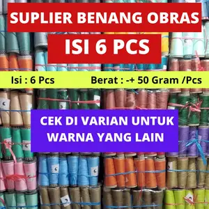 BENANG OBRAS POLYESTER ISI 6 PCS BERAT PER PCS 50 GRAM MURAH WARNA LENGKAP⁷