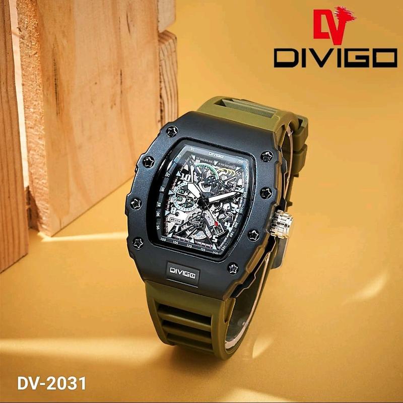jam tangan pria divigo dv 2031 analog sport strab rubber tanggal aktif 2