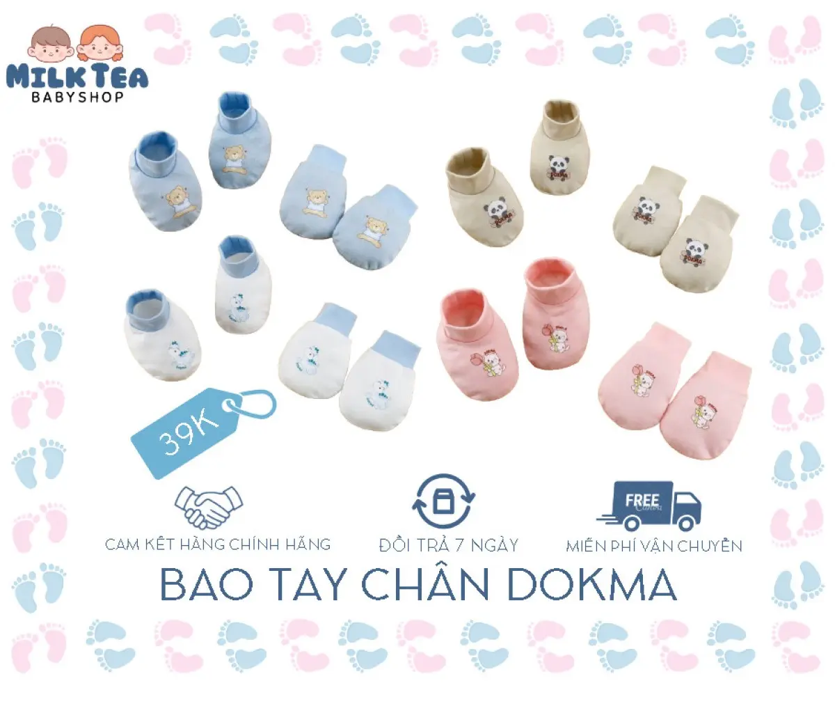 [DOKMA] Bao tay chân Bamboo dệt từ vải sợi tre mềm mịn và thoáng khí Cho Bé